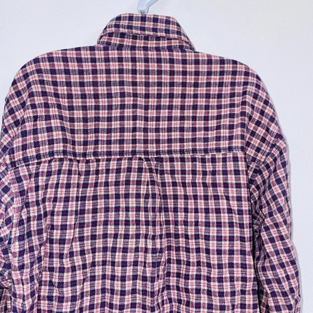 Ringo Sport Boys Shirt M 10-12 Blue Red Plaid Button Up Long Sleeve Casual